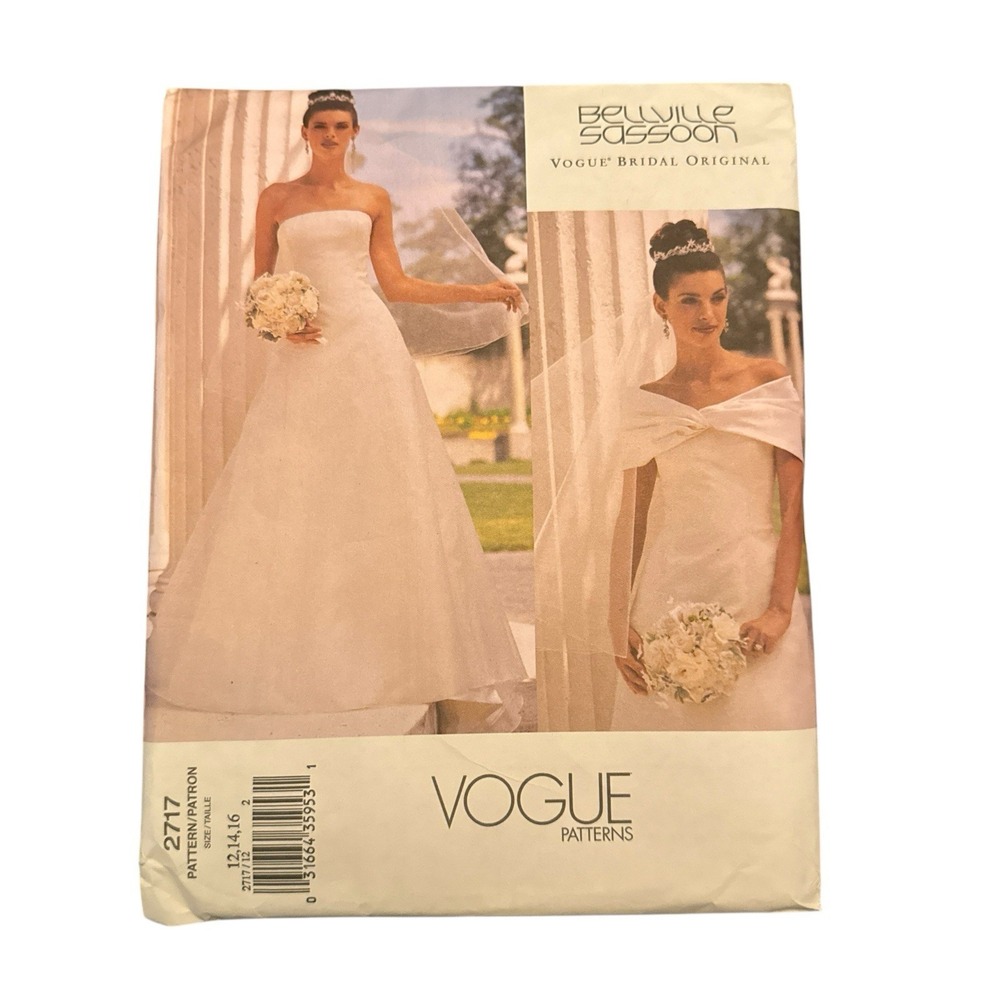 Vogue Bellville Sassoon Wedding Gown Pattern 2717 Size 12-14-16 From 2002‎